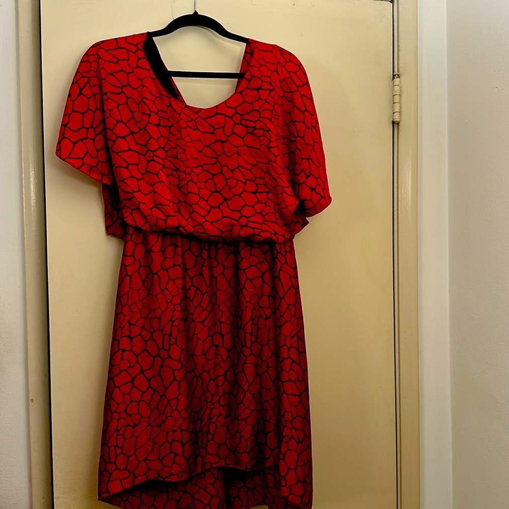 Printed red and black